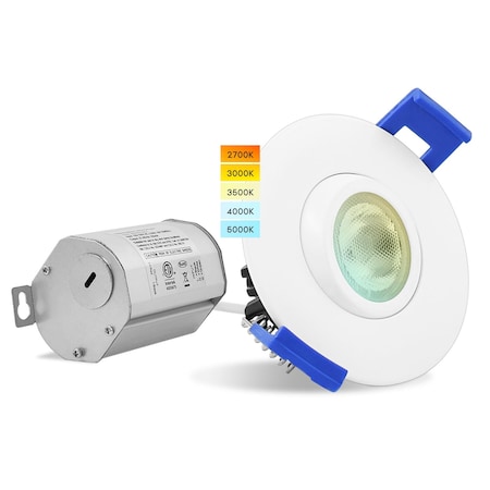 Luxrite 2 Inch Gimbal LED Recessed Downlight 5 CCT Selectable 2700K-5000K 5W 400LM Dimmable LR23236-1PK